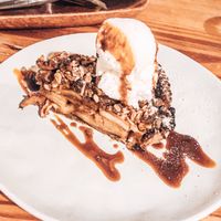 Yummy apple pie with coconut ice cream all vegan  at La Verde in Lima