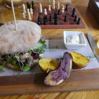 Mushroom sandwich with potatoes. at La Verde in Lima