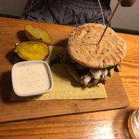 Flatbread burger  at La Verde in Lima