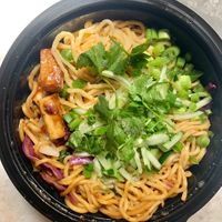Orange (minus the chicken) Lo Mein + Tofu at Noodles & Company in Miamisburg