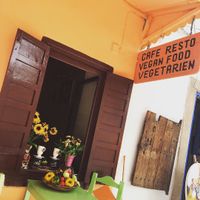 The back entrance, we sat out here on the table, so cute! at Chez Khadija in Essaouira