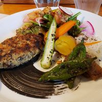 Hamburger plate  at Gomacro in Kyoto