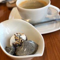 Dessert and coffee  at Gomacro in Kyoto