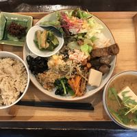 Rice and vegetable set at Gomacro in Kyoto