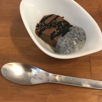 Chocolate mousse and sesame pudding  at Gomacro in Kyoto