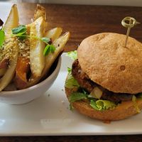 My burger and fries from my first visit. at Bliss Kitchen in Waterdown