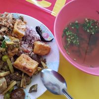 Rice dish with really good tofu at Veg Buffet in Chanthaburi