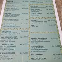 Menu at Giridhari in Kuta