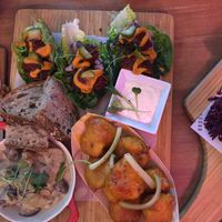Garlick mushroom,  buffalo cauliflower and beetrolls at The Brook in East London