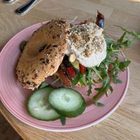 Bagel with hummus and grilled veggies   at Bagels & Beans - Vivaldistraat in Amsterdam