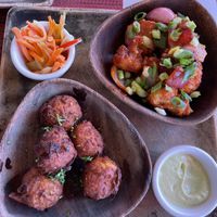 Pumpkin Fritters & Cauliflower Manchurian  at Vivo Cafe & Restaurant in West Bay