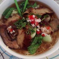 Vegan Restaurant Inala - yellow noodle and roast duck soup at Inala Vegan Restaurant in Inala