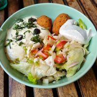 Calm salad with hummus and falafels at Terrasen Cafe in Hyderabad