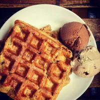Belgian Waffles with delicious house made ice-cream! at Terrasen Cafe in Hyderabad