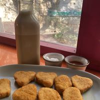 Nuggets and ice coffee with oat milk  at Terrasen Cafe in Hyderabad