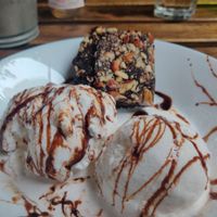 Brownie and ice cream at Terrasen Cafe in Hyderabad
