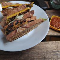 Omelette (chickpea) sandwich at Terrasen Cafe in Hyderabad