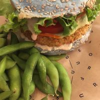 Ocean burger and edamame at Flower Burger - Viale Vittorio Veneto in Milan