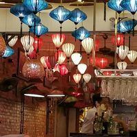 The environment - lots of beautiful lanterns hanging high up on the ceiling at Cuisine Viet & Lantern Lounge  in Hanoi