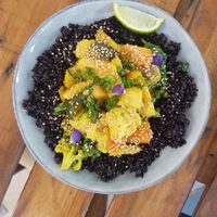 Black rice with curry at BuenaVida Vegan in Tenerife