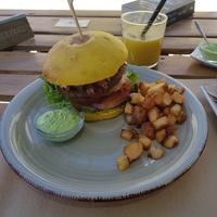 yellow burger at BuenaVida Vegan in Tenerife