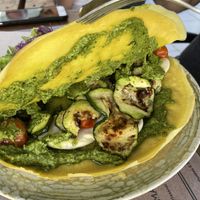 Peeking inside the crepe. It was goood  at BuenaVida Vegan in Tenerife