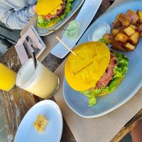 Vegan Cheese and Bacon Burger at BuenaVida Vegan in Tenerife