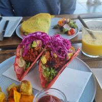 Tacos and savoury pancake at BuenaVida Vegan in Tenerife