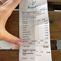 Receipt   at BuenaVida Vegan in Tenerife