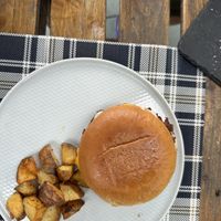 Smashed Truffle burger with cheese   at BuenaVida Vegan in Tenerife