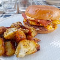 Smash bacon cheeseburger at BuenaVida Vegan in Tenerife