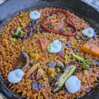 Vegetable paella at BuenaVida Vegan in Tenerife