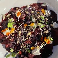Betroot carpaccio  at BuenaVida Vegan in Tenerife