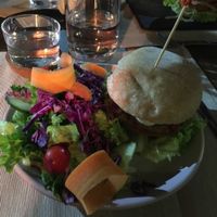 Lentil burger  at BuenaVida Vegan in Tenerife