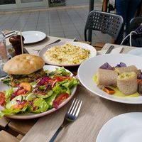 Oriental burger, buckwheat wraps and risotto at BuenaVida Vegan in Tenerife