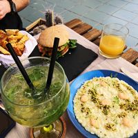 Risotto and burger  at BuenaVida Vegan in Tenerife