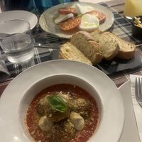 Meatballs and caprese salad   at BuenaVida Vegan in Tenerife