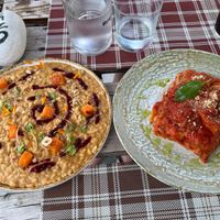 Risotto and lasagna  at BuenaVida Vegan in Tenerife