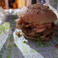 Hot and spicy burger at BuenaVida Vegan in Tenerife