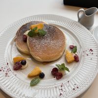 Gluten free pancakes. I skipped the ice cream and got more fruits instead.  at 8ablish in Tokyo