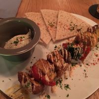 Tofu/Tempeh/Veggie kabob with pita bread and tzatziki. They call it souvlaki but that's not souvlaki like *I* know it, but maybe I'm just wrong! at 8ablish in Tokyo
