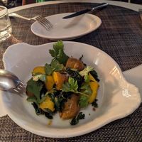 Potatoes with cilantro and kale at 8ablish in Tokyo