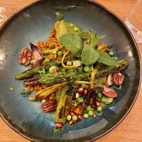 Crispy wheat and asparagus   at Le Potager de Charlotte in Paris