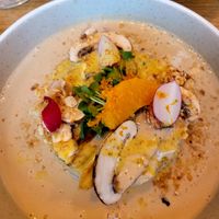 Hazelnut mashed potatoes (rooibos and tamari cream with brightness from Orange is superb) at Le Potager de Charlotte in Paris