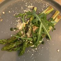 Green asparagus on cashew cream   at Le Potager de Charlotte in Paris