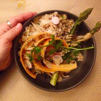 seasonal dish with Asparagus  at Le Potager de Charlotte in Paris