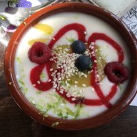 Soya cream with fruits at Le Potager de Charlotte in Paris