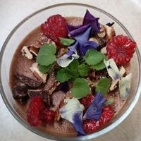 Mousse au chocolat vegan et fruits de saison at Le Potager de Charlotte in Paris
