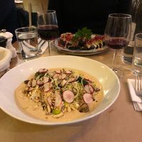 Vermicelli noodle dish (incredible) and a hearty eggplant dish in the back! at Le Potager de Charlotte in Paris
