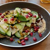 Aubergine grillée, minus the bell peppers (allergy request) at Le Potager de Charlotte in Paris